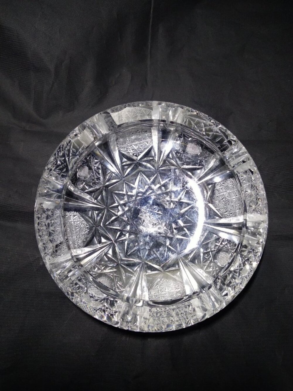 Vintage Lead Crystal Cut Glass Ashtray 5.5" Heavy 1" Depth